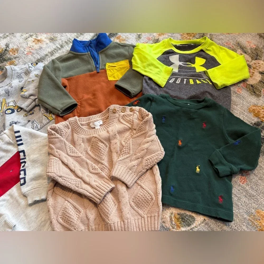 Lot of 18 months tops and sweaters gap, old navy, Ralph Lauren, under armour
